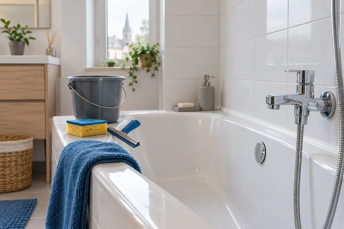Salle de bains remise en état avec joint de baignoire neuf