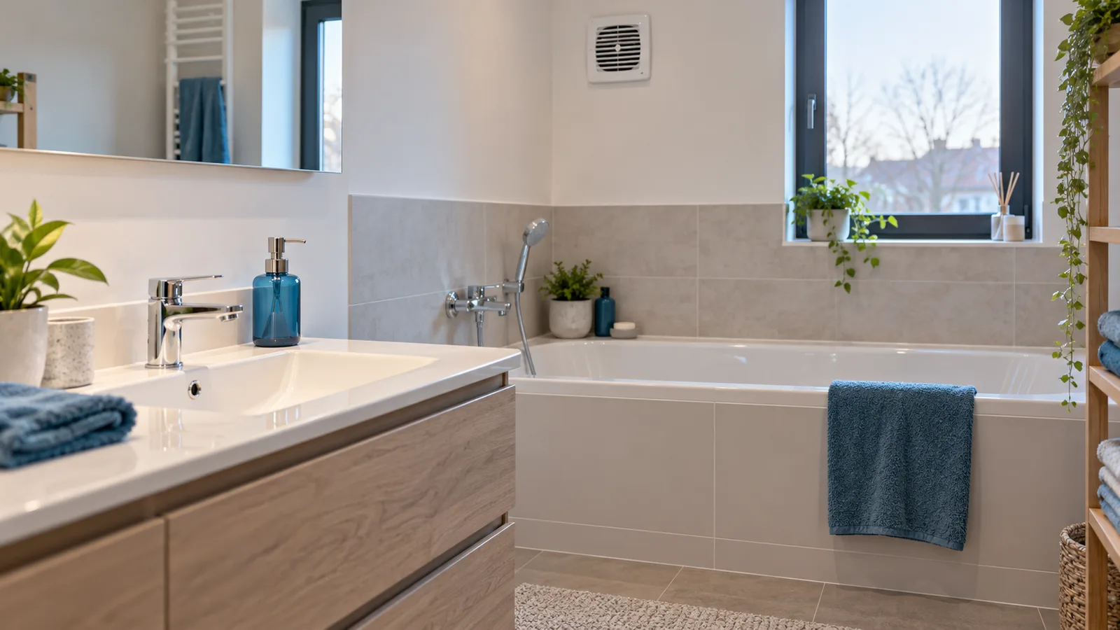 Salle de bains propre avec grille de ventilation nettoyée